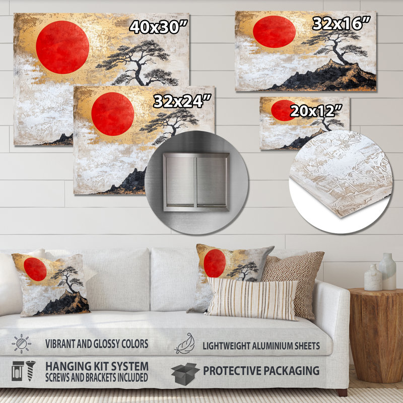 Éternelle soleil du paysage japonais I - paysages, impression sur métal, paysage japonais, H 30 po x l 40 po x P 0,84 po