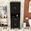 Grande armoire de rangement moderne avec tablettes réglables, portes à fermeture douce-455506782