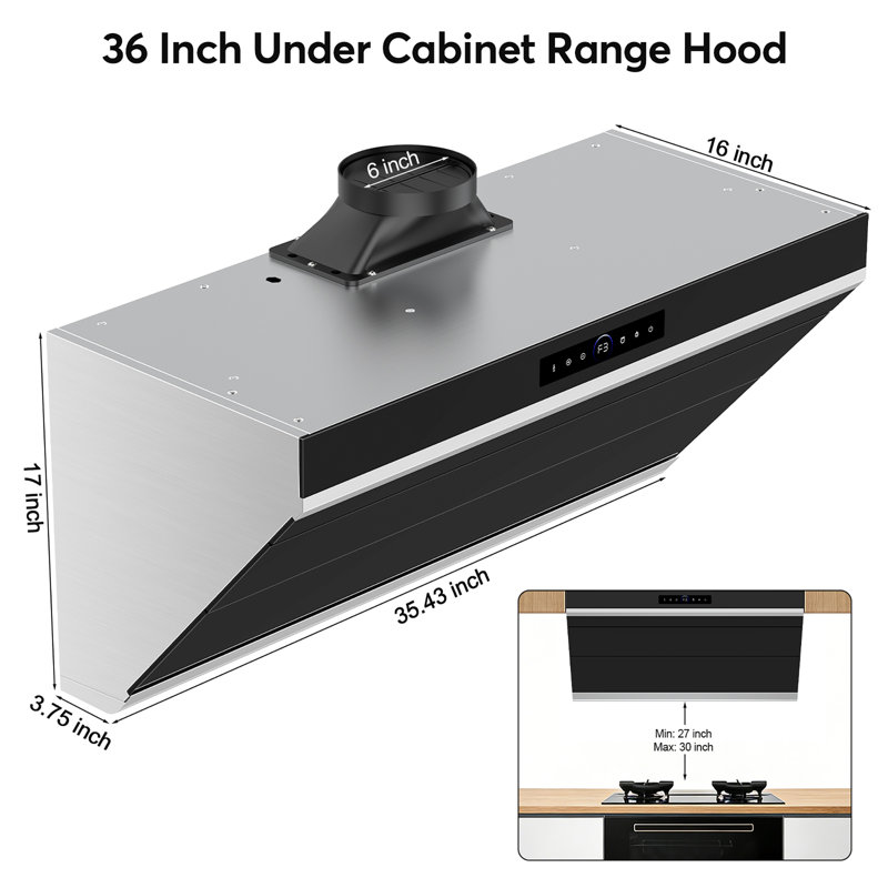 Range Hood 900CFM, 4-Speed SmartIs Wall Mount Range Hood with Touch Sensor, Dual LED Lights, Baffle Filters Ducted, 35.43"