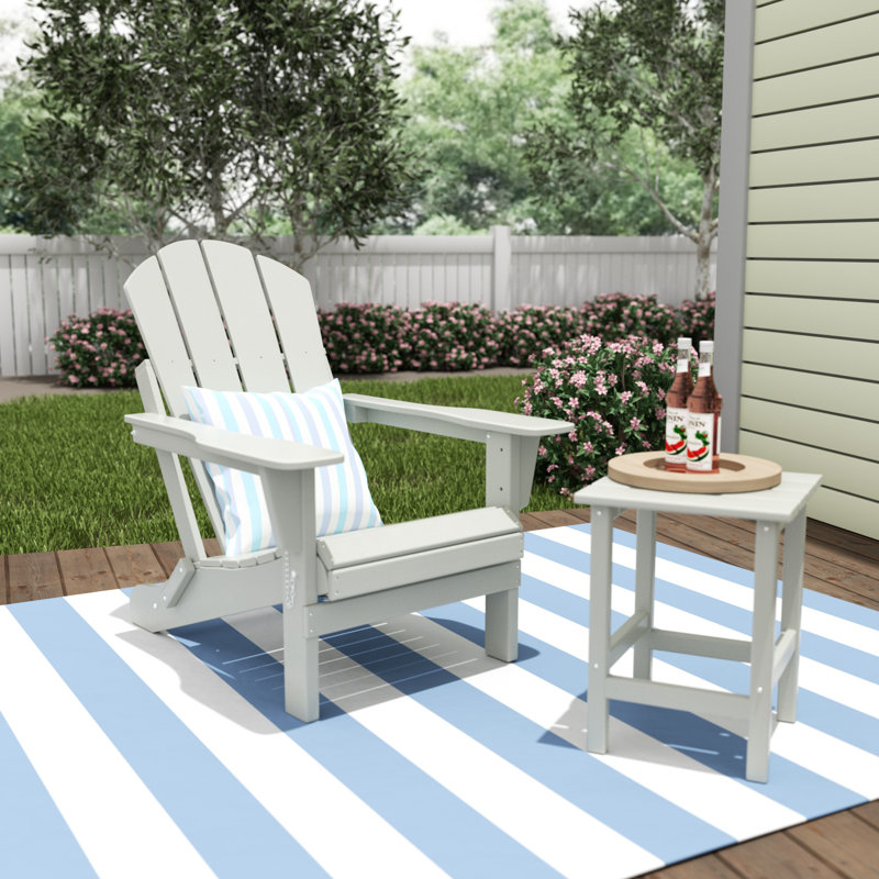 Laguna Foldable Outdoor Adirondack Chair With Table, Sand