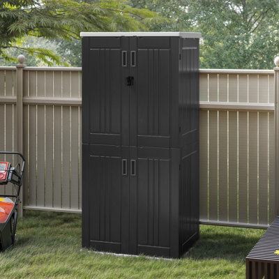 Edrosie Inc 30 Cu Ft Vertical Resin Outdoor Storage Shed With 4 Adjustable Shelves