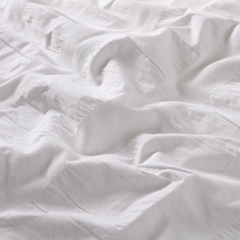 Ensemble de housse de couette 100% coton Moselle Moselle, Housse de couette simple + 1 taie décorative, Blanc