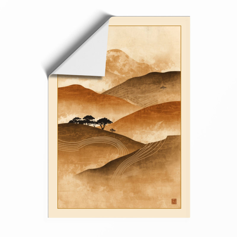 Mountains at Sunrise Japandi - Framed Print, Unframed, A2 - 59.4 x 42.0 cm