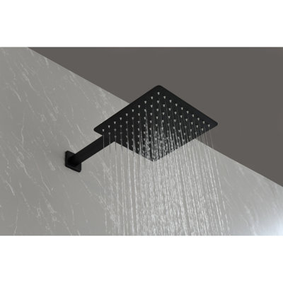 Brass Matte Black Shower Faucet Set Shower System 10 Inch Rainfall Shower Head With Handheld Sprayer Bathroom Luxury Rain Mixer Combo Set, Rough-In Valve Included,
