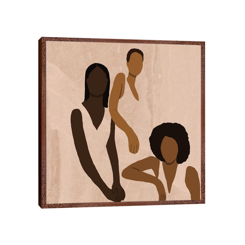 Stronger Together by Sarah Dahir - Print on Canvas, 45.72cm H x 45.72cm W x 3.81cm D, Classic Brown Wood Floater Framed