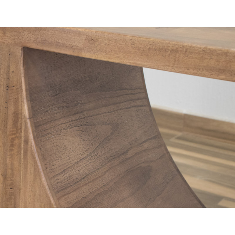 Table d'appoint Okai, plateau de table, bois de manguier brun massif de style C, H 23,25 po x l 23,5 po x P 24,5 po