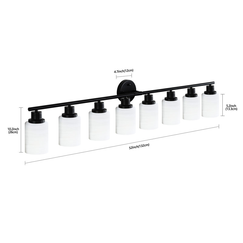 Modern 8- Vanity Bathroom Mirror , Frosted White Glass And Black Iron Frame, For Bedroom, Dressing Room, Energy Saving, Easy Installation Mastery Contemporary Bathroom, Glass, Efficient, Effortless