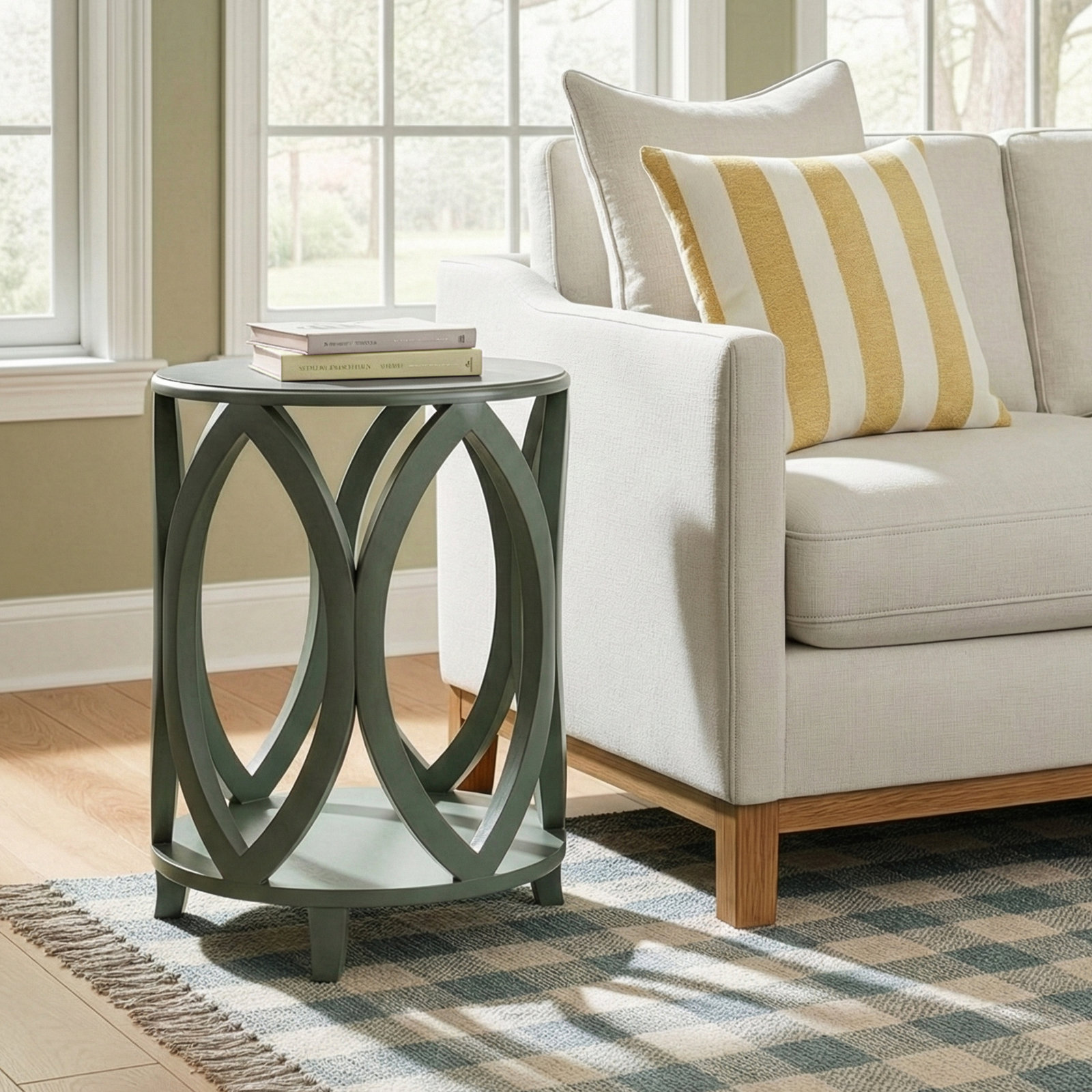 Smithson Solid Wood End Table, Dark Teal