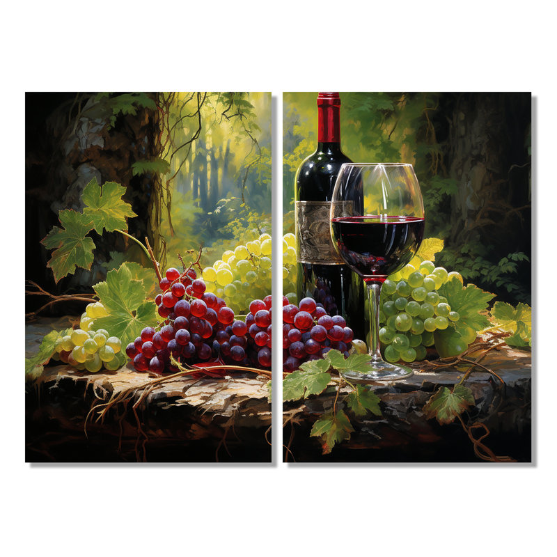 Cabernets calmes - grandes impressions sur toile de vin, H 36 po x l 48 po, Toile tendue sur cadre, Ne s’applique pas