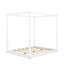 Grand lit à baldaquin blanc avec pieds de soutien - base stable, matelas frais, structure de style moderne,-1996135504