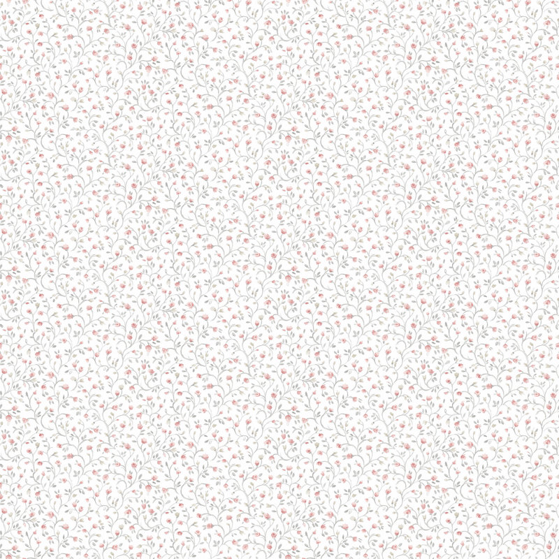 Pretty Prints Mini Floral Wallpaper Roll, Grey