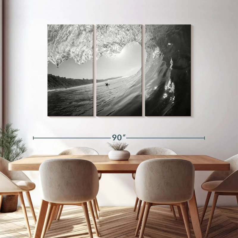 " Surfer BW " 3 - Pieces, 48" H x 74" W x 1.25" D