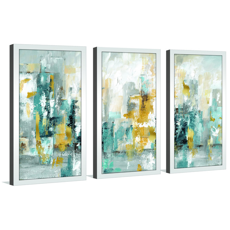 « city views ii », ensemble de 3 reproductions d’art encadrées, H 33,5 po x l 52,5 po x P 1 po