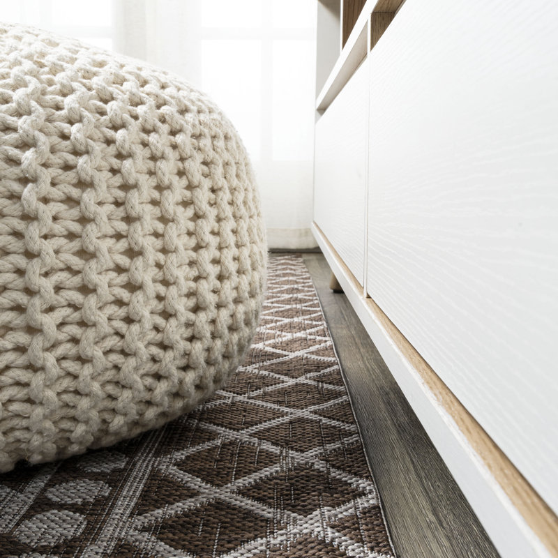 Sleymaun Tribal Bohemian Brown/Beige Indoor/Outdoor Rug, Runner 2'2" x 10'