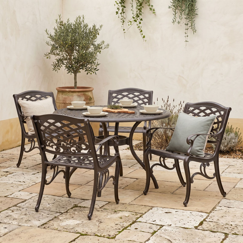 Ensemble de salle à manger d'extérieur 5 pièces avec 4 chaises