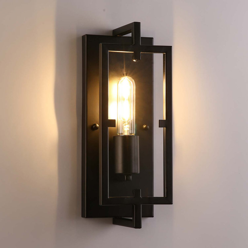 Rodrigus 1-Light Wrought Iron Flush Mounted Sconce