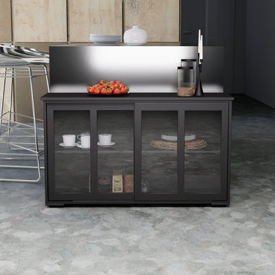 Black Kitchen Cabinets With Glass Doors