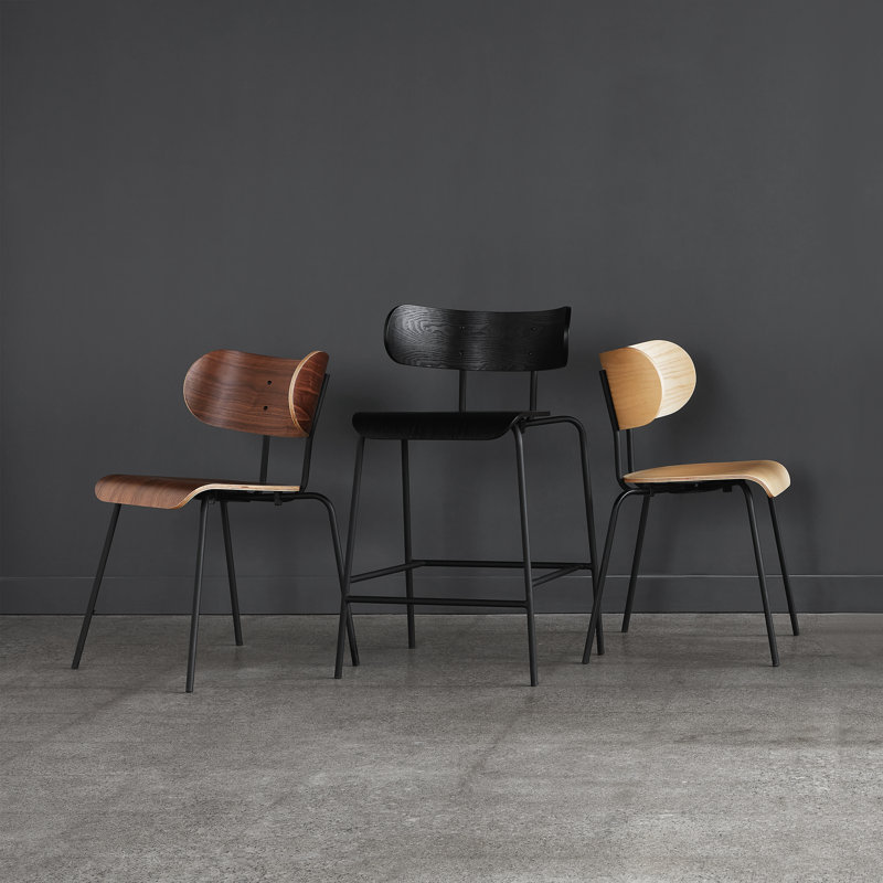 Bantam Stool with Metal Frame, Ash Black