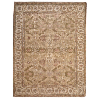 Tapis brun / ivoire noué à la main 9 pi 1 po x 11 pi 6 po Anatolian