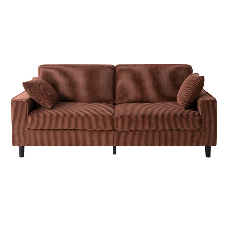 Canapé confortable avec accoudoirs carrés Comfy, Velours côtelé orange