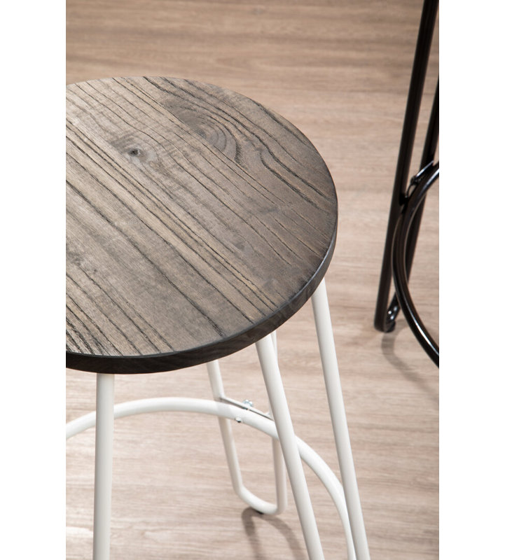 Counter Stool with Metal Frame, White