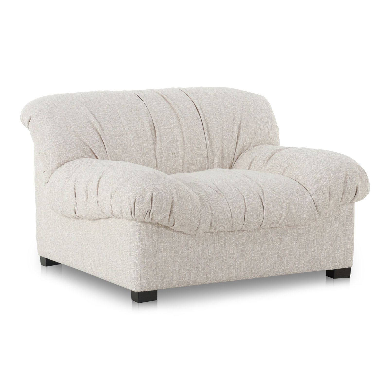 Rossini Genuine Leather Lounge Chair, Beige Polyester Blend