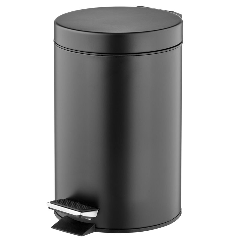 Poubelle à pédale ronde mDesign, doublure amovible, Noir