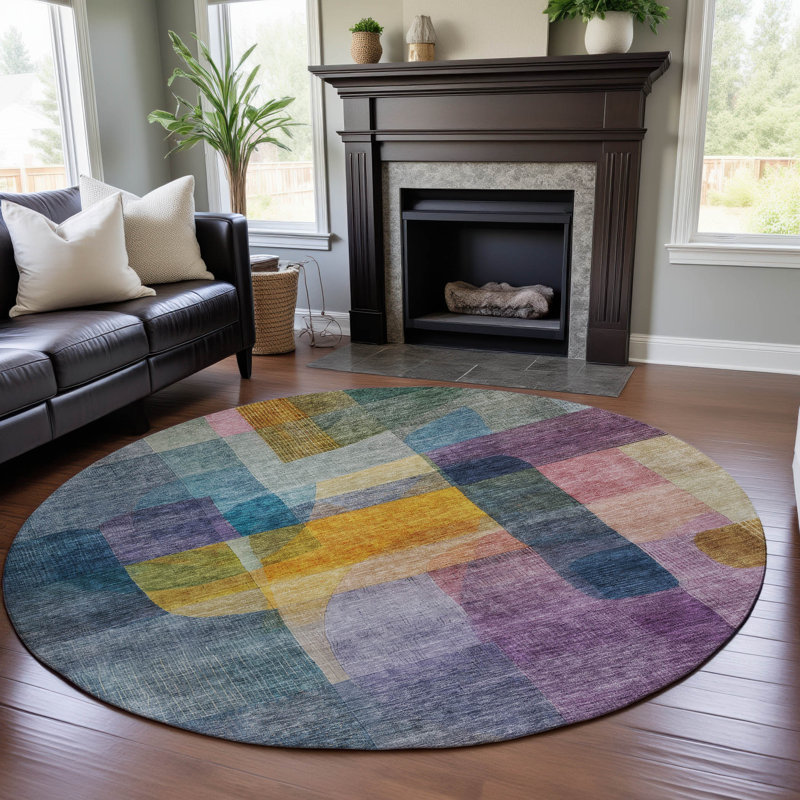 Premium Machine Washable Albarran AMF1113 Modern Rug, Round 8'