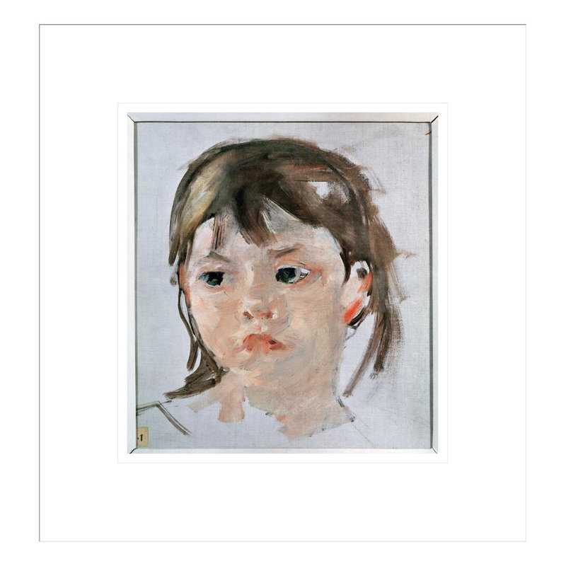 Tête de jeune fille (huile sur toile) par Mary Cassatt, H 14,53 po x l 13,75 po
