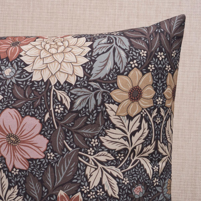 Boråstapeter Dahlia Garden Pillow, Brown/Pink Floral, 20"H x 20"W, Square