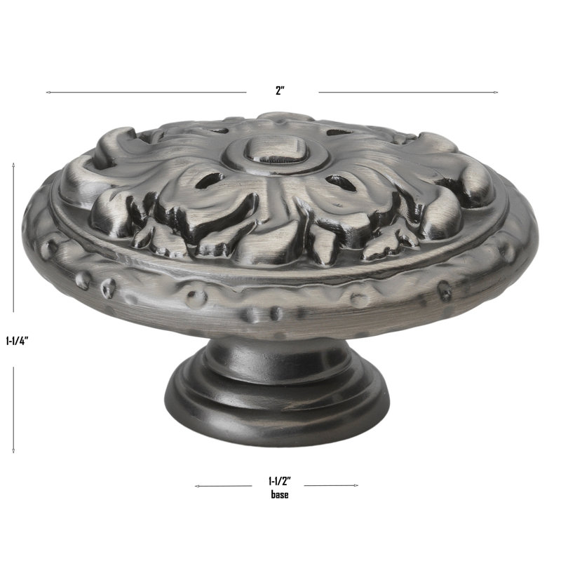 Oversized 2" Diameter Round Knob, Brushed Pewter
