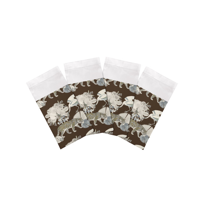 Leopard Walk Cotton Sateen Dinner Napkins, Chocolate