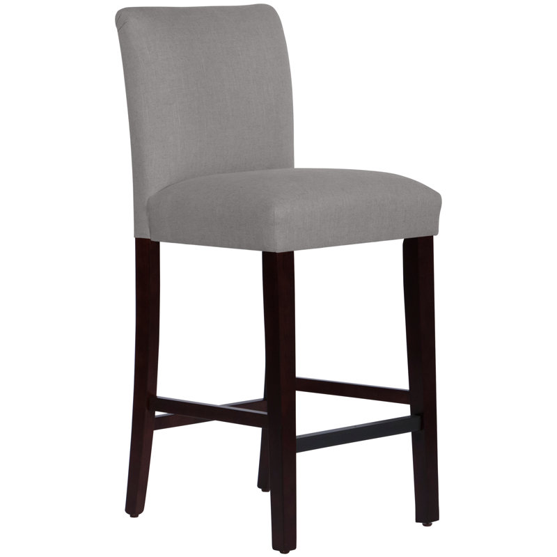 Tabouret de bar et de comptoir Hadrien, Tabouret de bar (siège d'une hauteur de 31 po), Lin Lin gris, Espresso