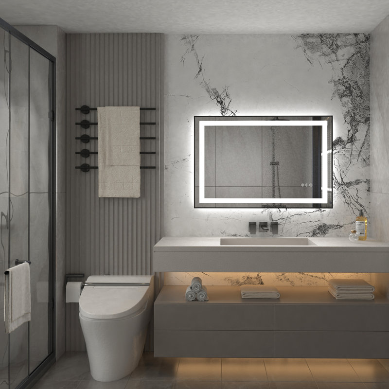 Dokes Super Bright Front & Back LED Lighted Anti-Fog Tempered Glass Bathroom/Vanity Mirror with ETL , 24" x 36"