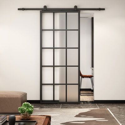 Portes de grange coulissantes en verre sans quincaillerie d'installation