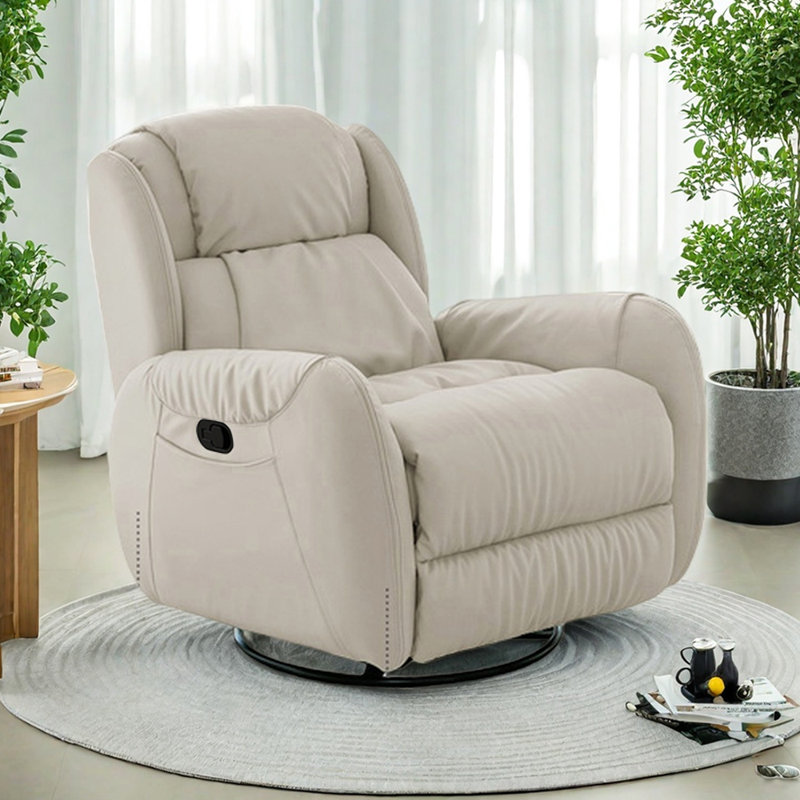 Versatile Single Sofa Recliner with Storage Pocket, Beige