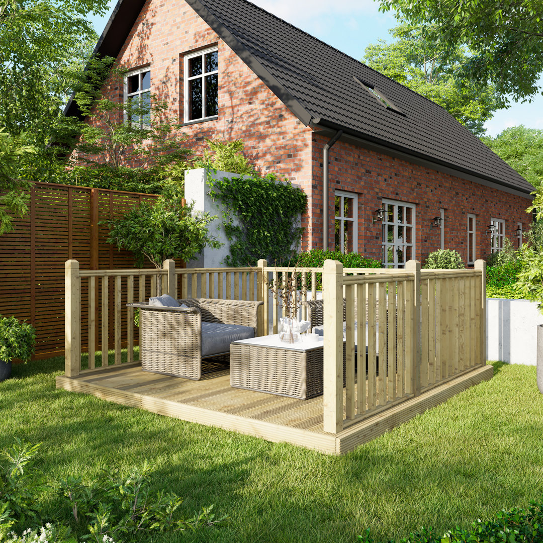 Powersheds Timber Pressure Treated Decking Kit - Handrails on Three Sides
