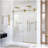 56"-60"W*72" H Frameless Single Sliding Shower Door – 5/16" (8mm) Clear Tempered Glass, Bypass Design with Brushed Gold Finish-122862329