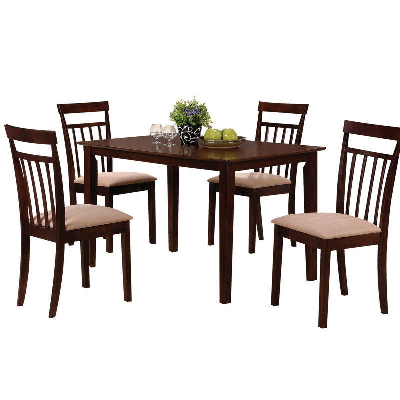 5 sièges de salle à manger et de couleur beige - Siège rembourré avec dossier à lattes pour le confort Élégants sièges de table 4 Bois rectangulaire avec revêtement d'une hauteur de 10,59 po