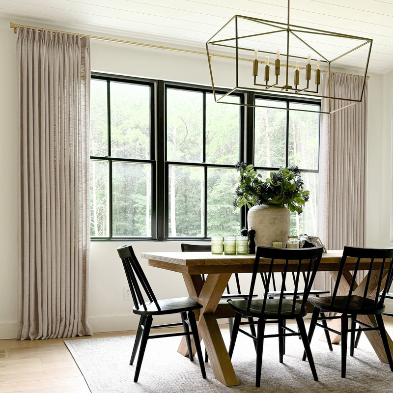 TWOPAGES Lined Curtain Faux Linen Pinch Pleat Curtain, 52" W x 84" L, Burlywood