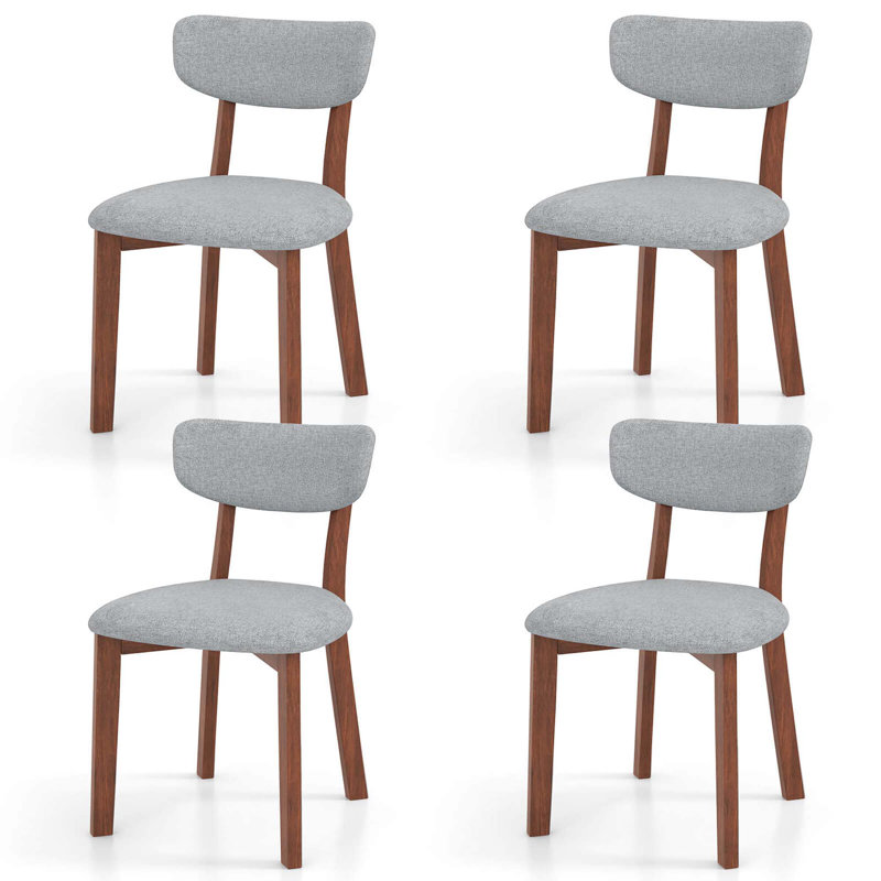 19'' H Upholstered Side Chair, Walnut, Gray