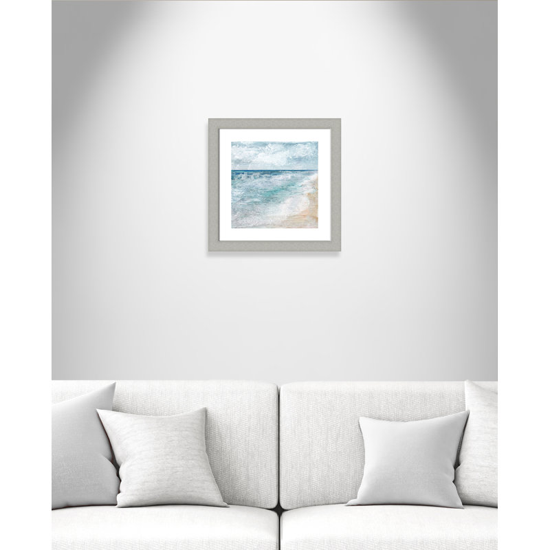 Balade au bord de l'eau - Peinture encadrée, Argent brossé, H 18,5 po x l 18,5 po x P 1,25 po