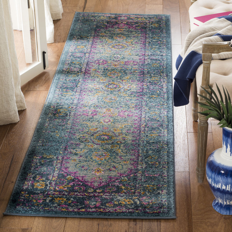 Felty Floral Blue Area Rug