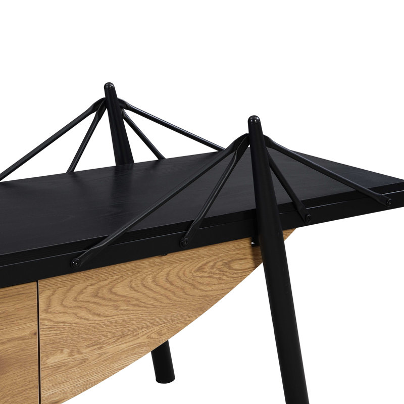 Meuble télé 68,85 pouces avec thème nautique, tiroir pour centre de divertissement, console média en bois pour le salon et le bureau, design noir, moderne