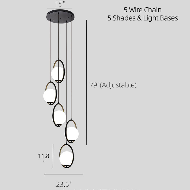 Luminaire suspendu grappe 5 lumières Jurrina