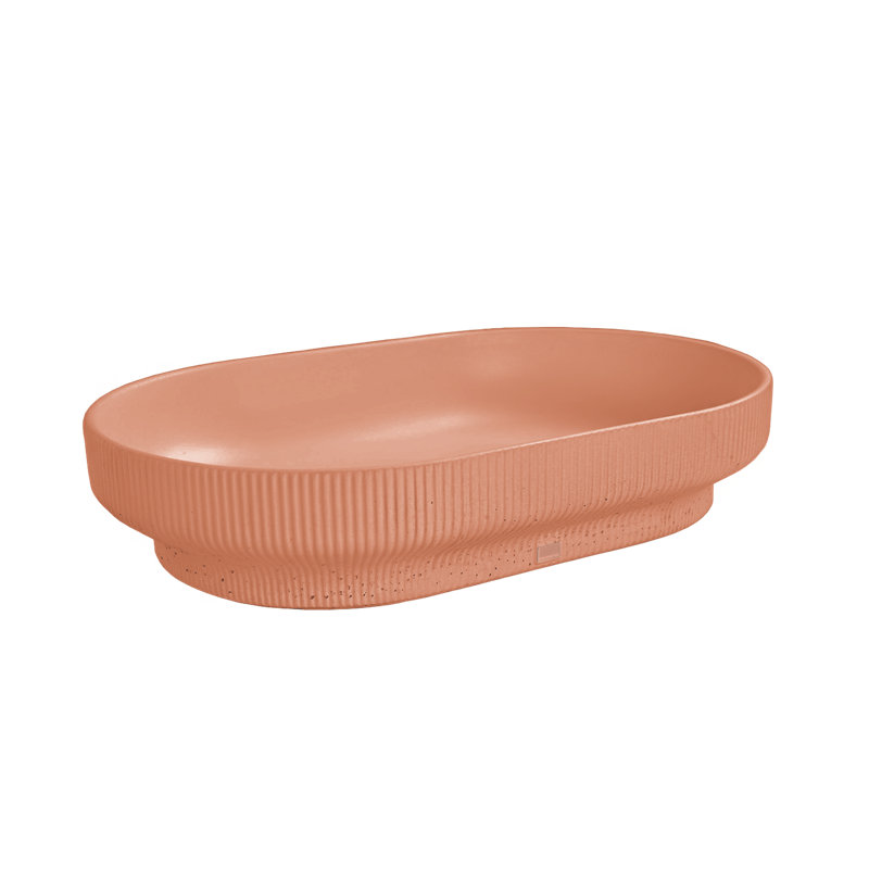 Konkretus Lotus 14.5'' Concrete Oval Bathroom Sink, Antilles Orange