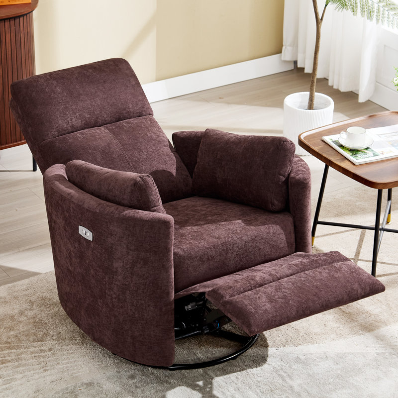 Ultimate Comfort Luxurious Recliner: Adjustable Pillows And Swivel Rocker Design, Coffee, Power - Push Button