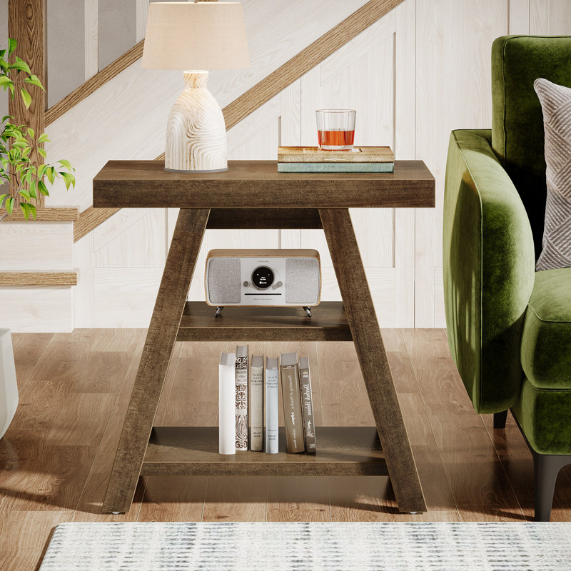 3-Tier Farmhouse End Table Narrow Sofa Side Table