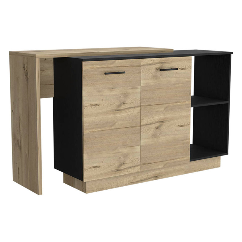 Stylish Kitchen Island with Abundant Storage and Versatile Functionality, Black/Natural