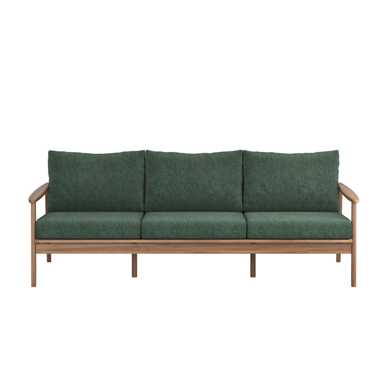 Lyon Solid Acacia Wood Patio Sofa, Green